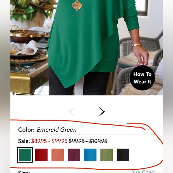 Soft Surroundings Madeline Tunic Emerald Green - Picture 4 of 10
